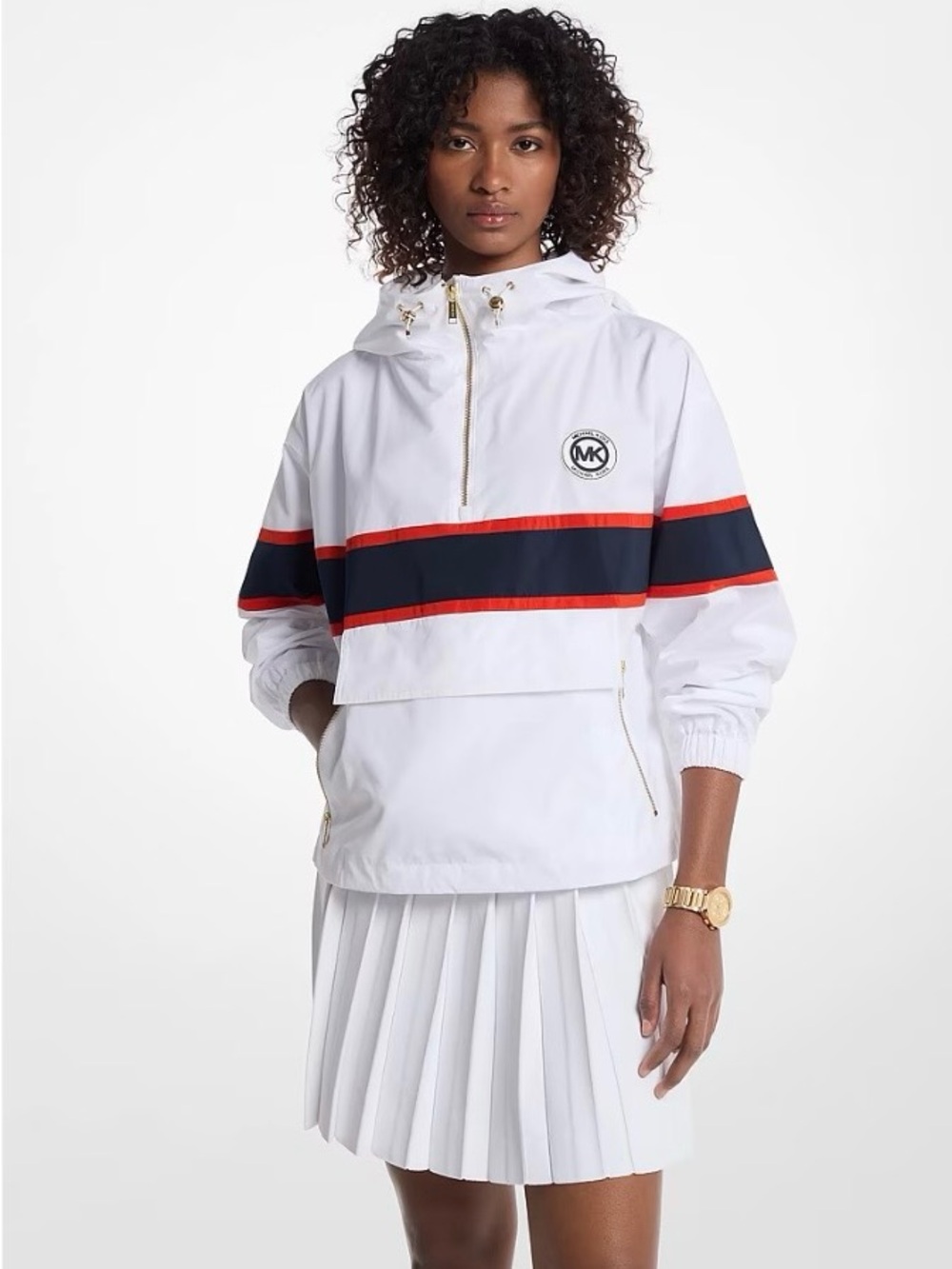 Michael Kors anorak White with Navy and Red Stripes